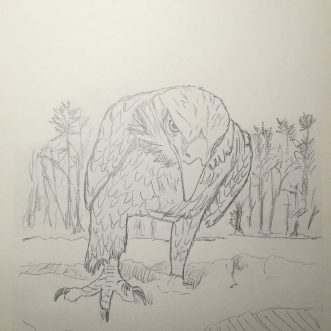 Drawing: „Bald Eagle in the snow / Weißkopfseeadler im Schnee “ – Lineart
