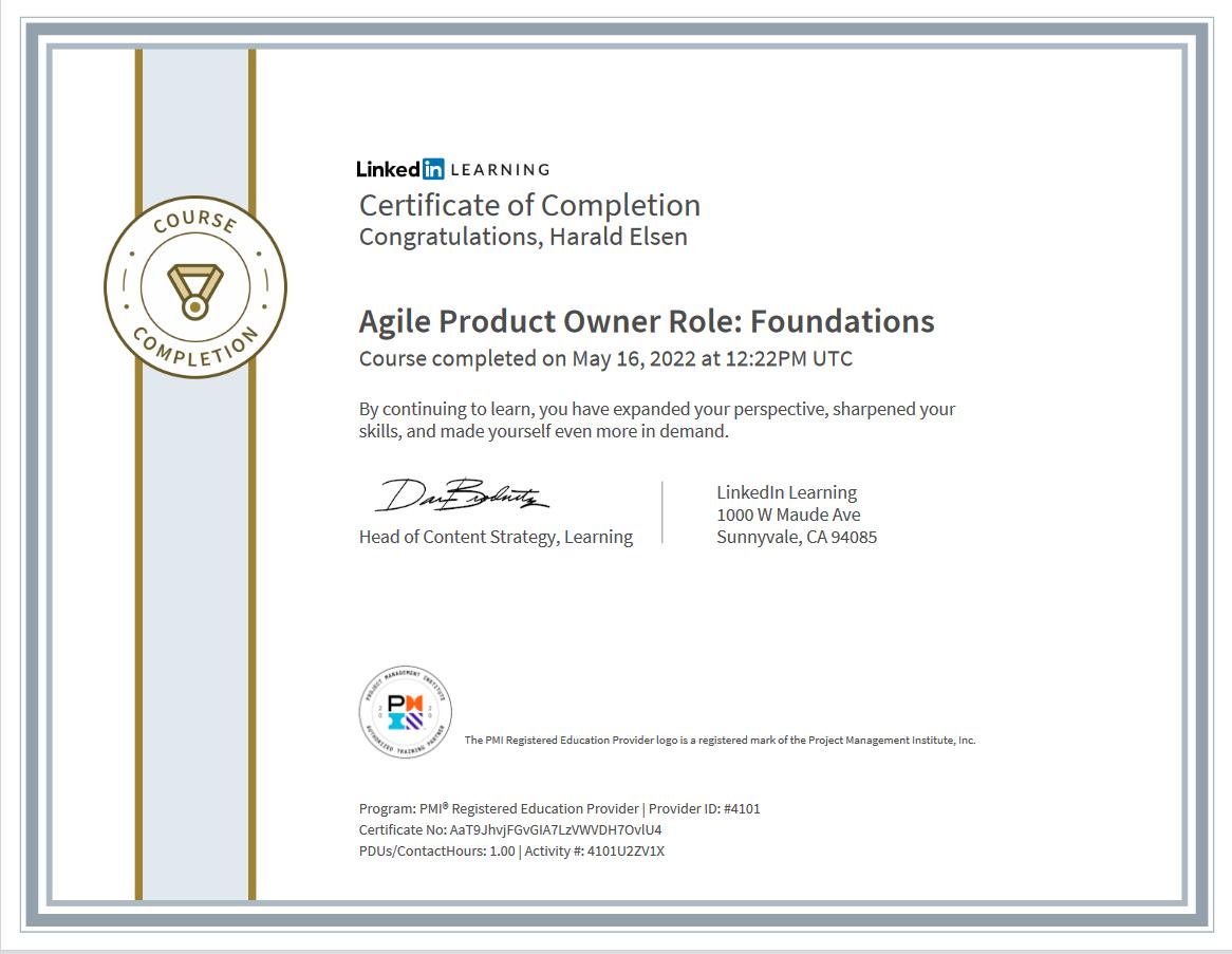 Agile product owner role foundations harald elsen